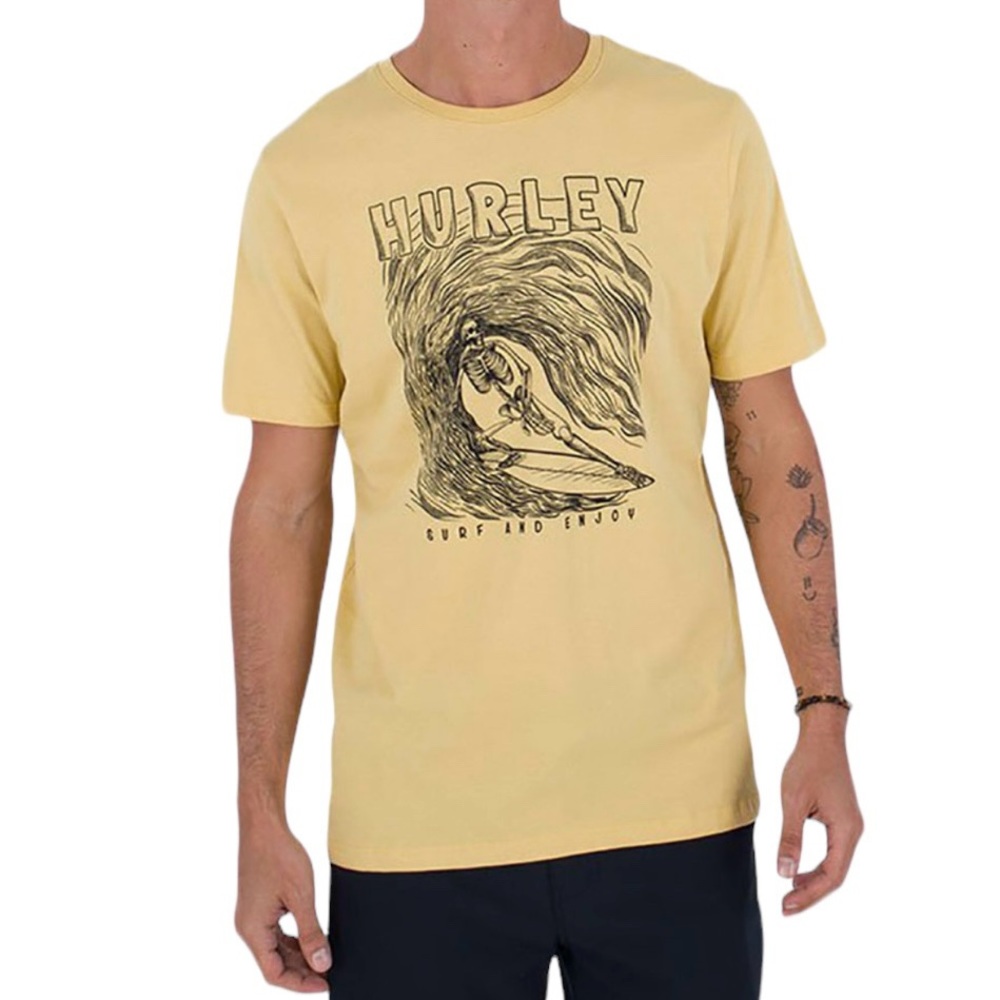 4/$40 Hurley Short Sleeve Dust Cheddar Yellow Graphic Tee Shirt